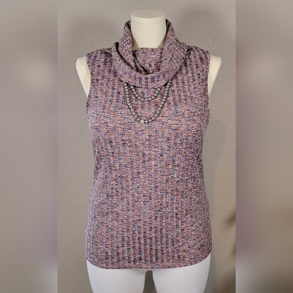 Cato Sweaters - CATO Sleeveless Multi-Colored Ribbed Cowl Pullover - Plus Size 18/20W